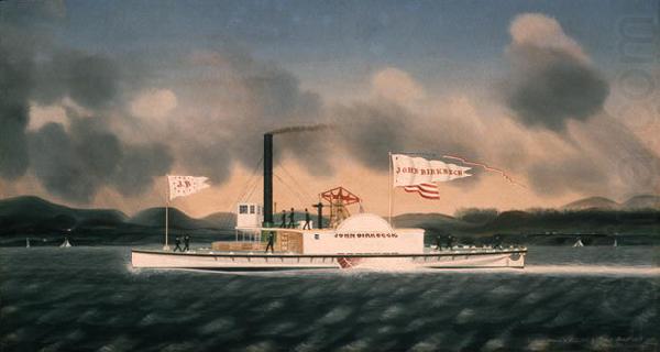 John Birkbeck, steam towboat, in oil on canvas painting by James Bard. Later renamed J.G. Emmons, and served immigration facilities on Ellis Island., James Bard